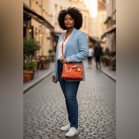 Elegant Orange Handbag (Wirkin) with Floral Accents & Cherries NWT - Picture 4 of 9